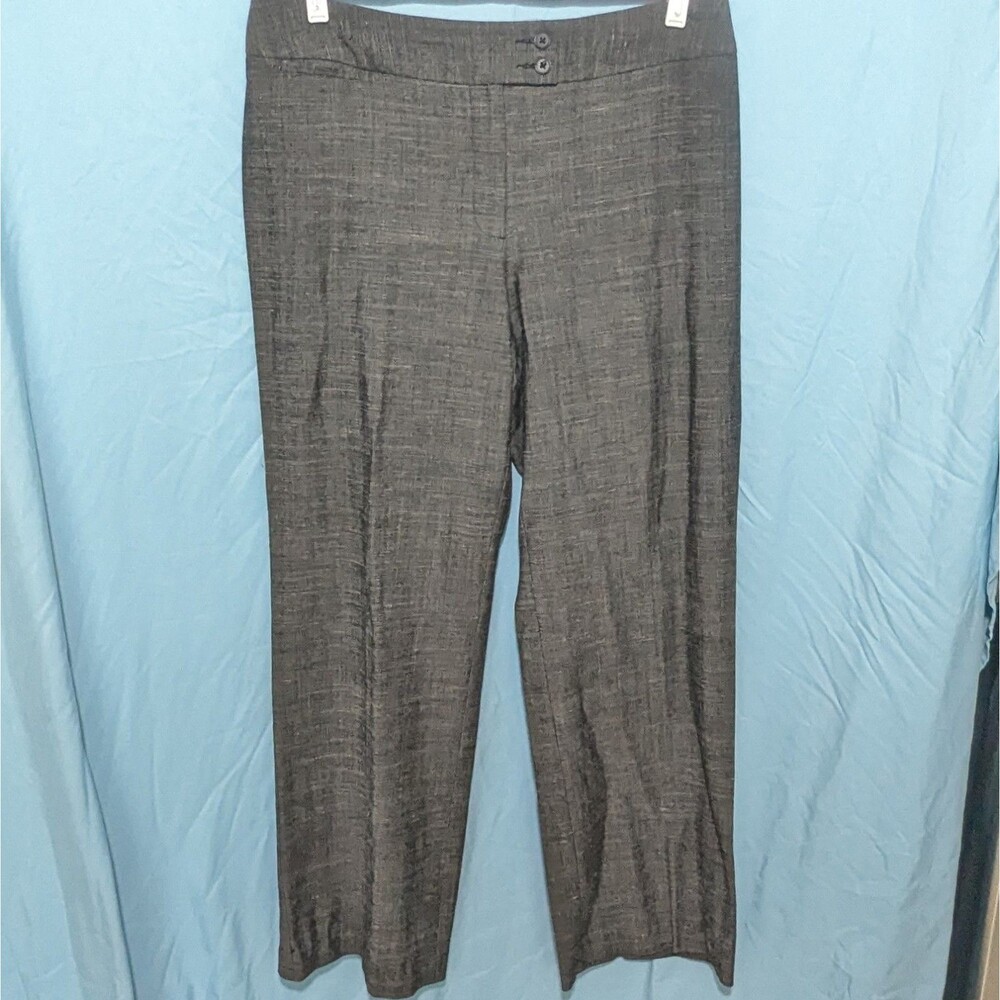Chico's Size 2.5 Gray Charcoal Crosshatch Tweed Straight Leg Dress Pants Sz 14